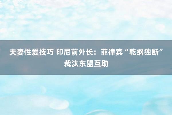 夫妻性爱技巧 印尼前外长：菲律宾“乾纲独断”裁汰东盟互助