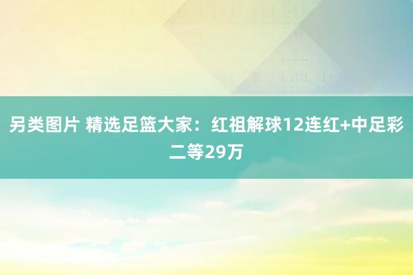 另类图片 精选足篮大家：红祖解球12连红+中足彩二等29万