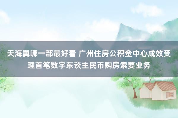 天海翼哪一部最好看 广州住房公积金中心成效受理首笔数字东谈主民币购房索要业务