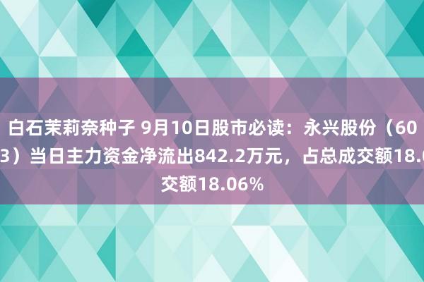 白石茉莉奈种子 9月10日股市必读：永兴股份（601033）当日主力资金净流出842.2万元，占总成交额18.06%